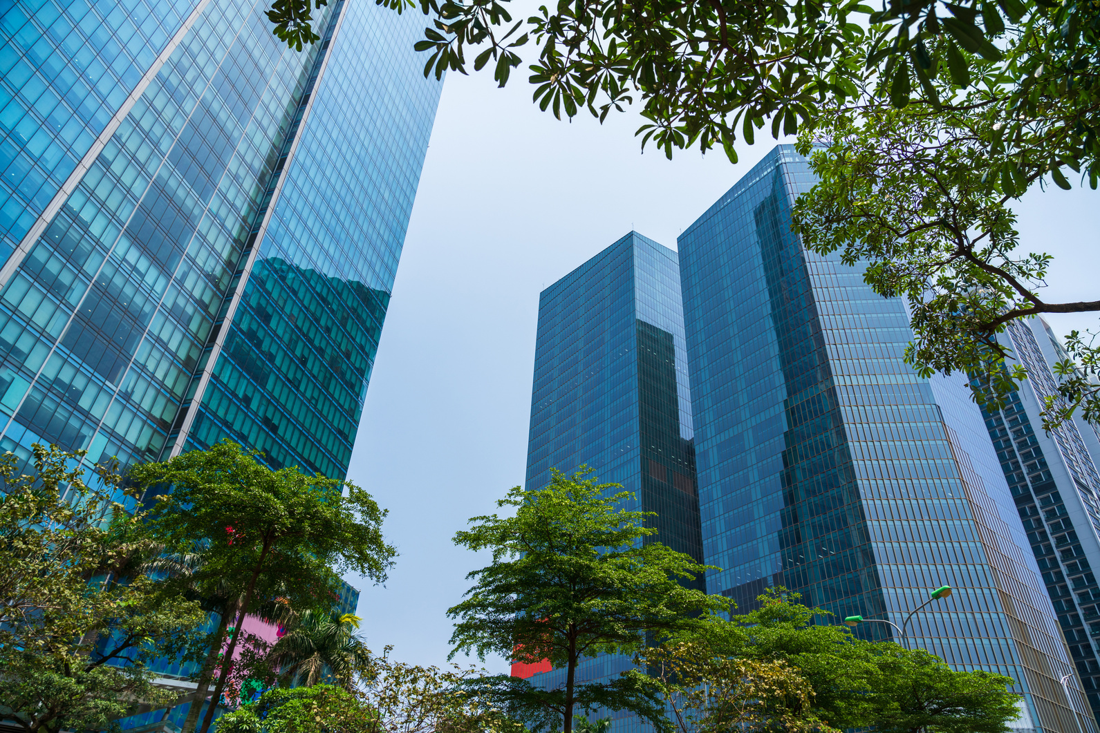 Modern office and industrial towers in a Vietnam economic zone