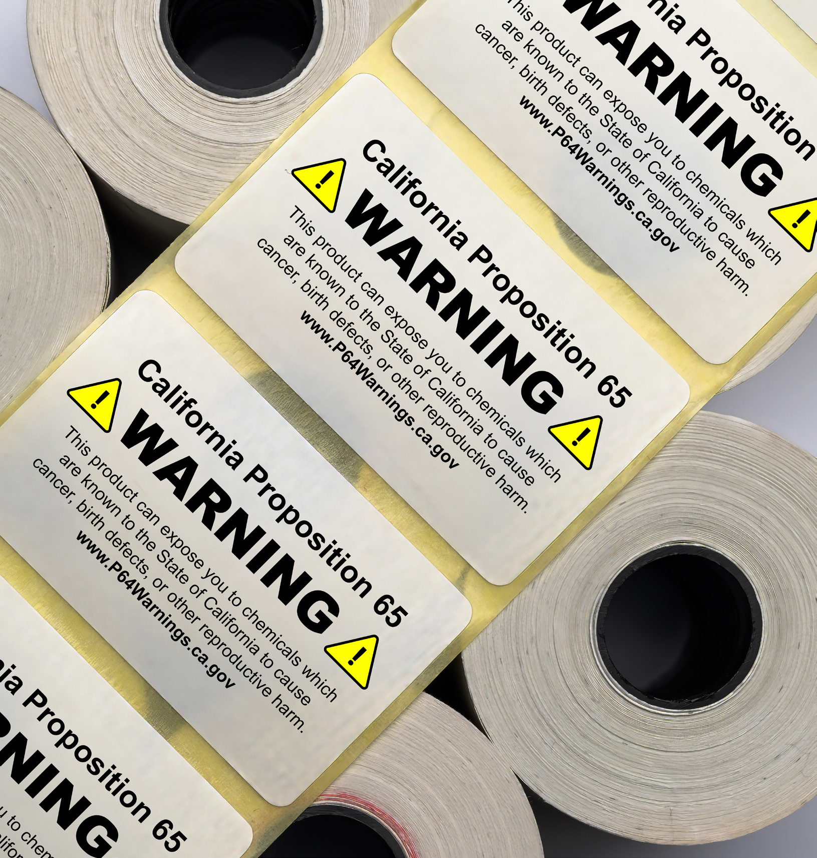 California Prop 65 warning label affixed to a consumer product