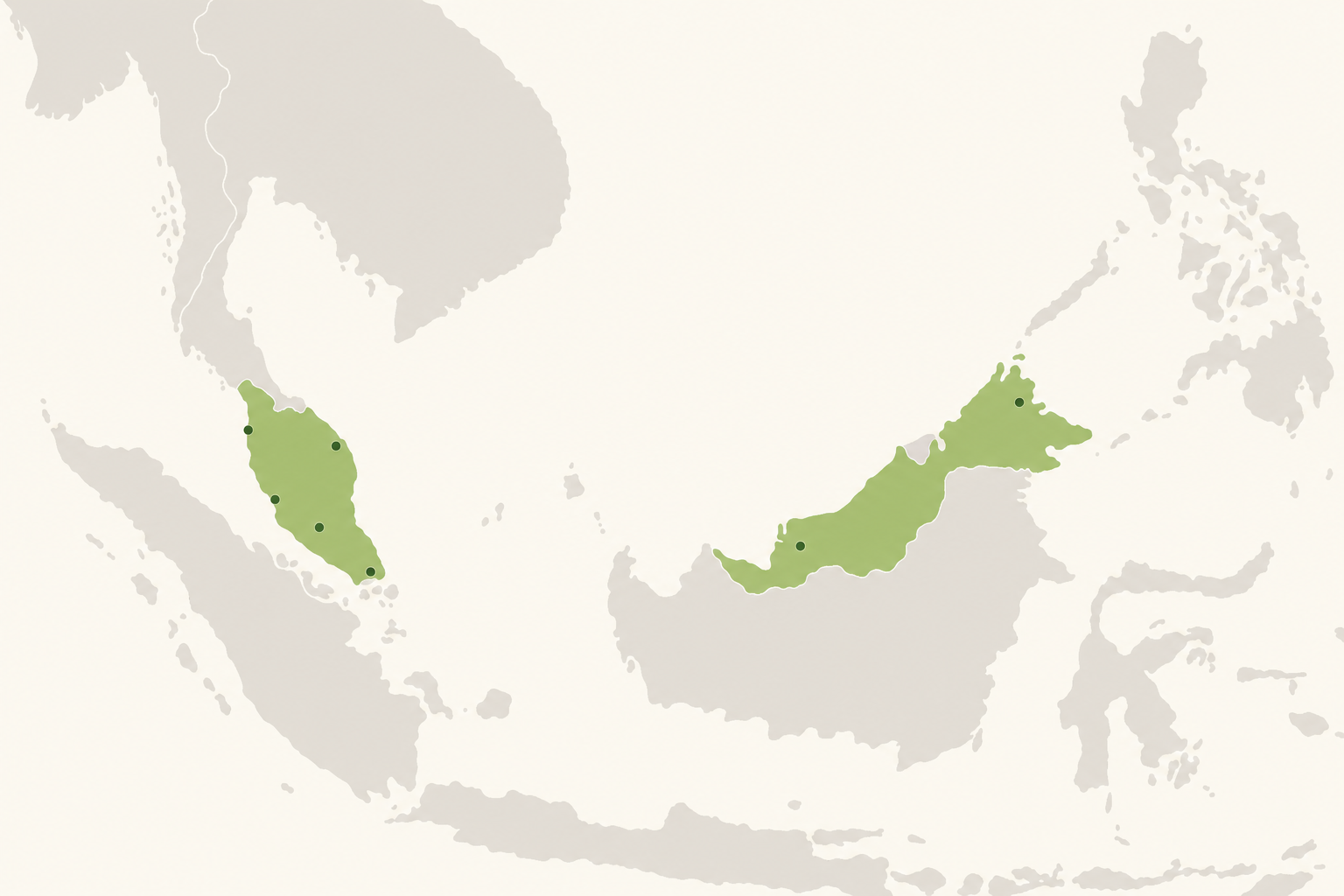 Key population centers map of Malaysia